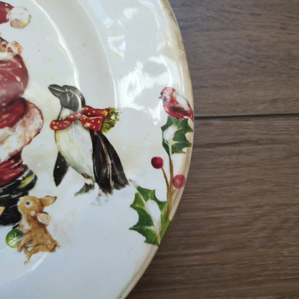 RARE Pier 1 Winter Wonders Dinner Plate Santa Deer Penguin Benny Birds 10.5